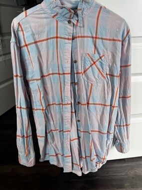 Source Unknown Blue and Orange Windowpane Button-Down Shirt
